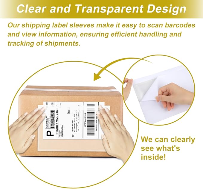 AZUREAL 60PCS Shipping Label Sleeves, 6.7" x 9.8" Packing Slip Pouches - Image 6