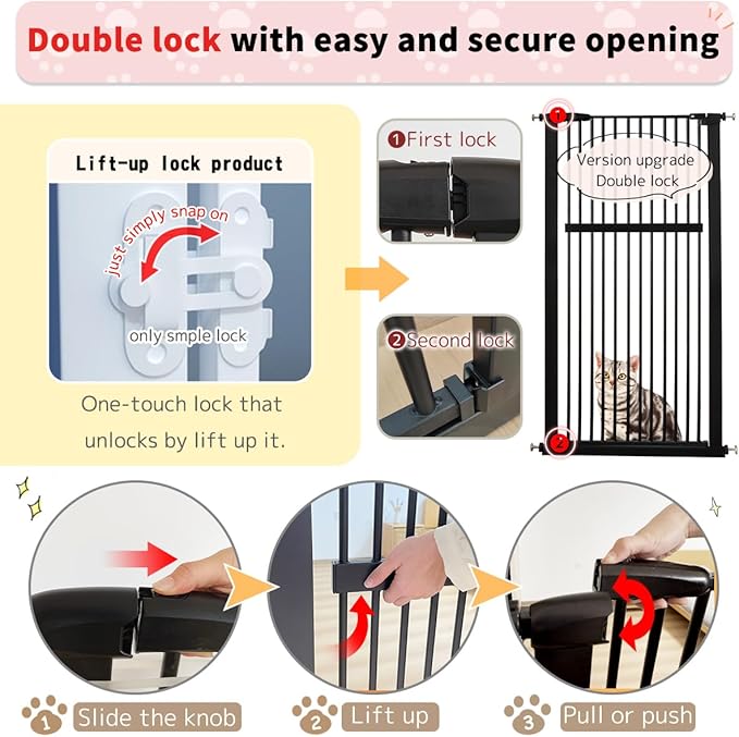Lumizone Extra Tall Pet Gate 55.12" High Pressure Mounted 59.25"-63.38" Extra - Image 8