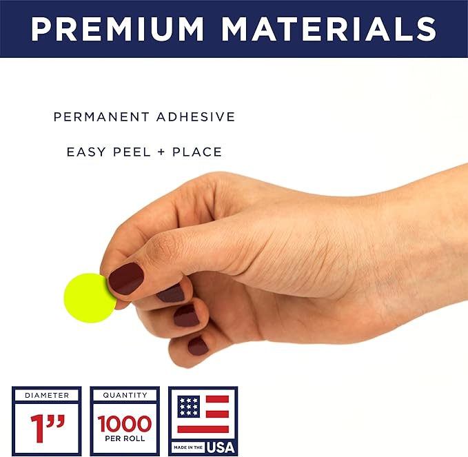 Fluorescent Chartreuse 1-Inch Circle Dot Stickers – 1, 000 Round Adhesive - Image 2