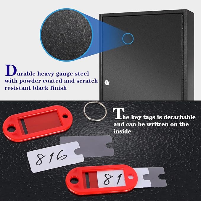 ORIENTOOLS Key Box 100 Position Steel Key Safe Cabinet, Wall Mount Key Holder - Image 5