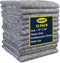 Padded XL Moving Blankets, 12 Pack, Heavy Duty, Eco-Friendly Pads by PackRite