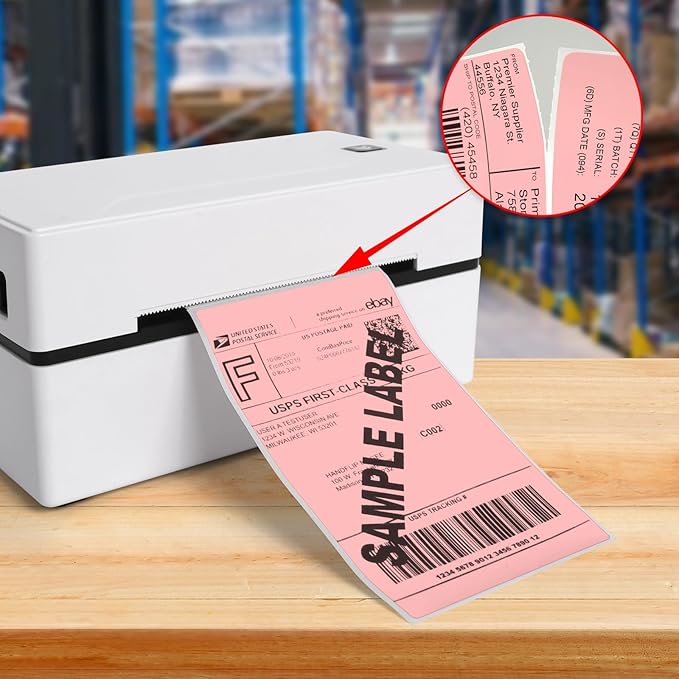 Pink Thermal Labels 3 × 5 Inch Vinyl Self-Adhesive Fanfold Direct Shipping - Image 2