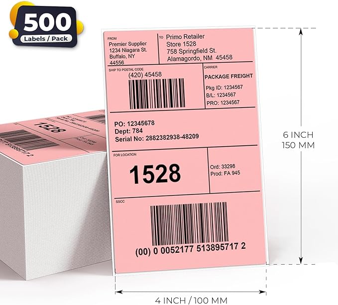Pink Direct Thermal Labels 4 × 6 Inch Vinyl Self-Adhesive Fanfold Shipping - Image 7