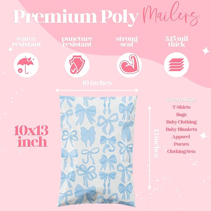 10x13 Designer Poly Mailer 100 Pack Heavy Duty Waterproof Self Seal Shipping - Image 3