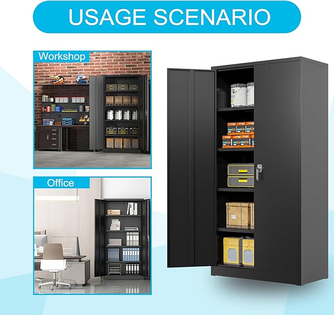 Black Iron Metal Lockable Storage Cabinet - Image 5