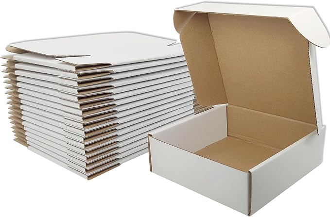 Small White Shipping Boxes for Small Business Pack of 25-6x6x2 inches Cardboard by Lmuze