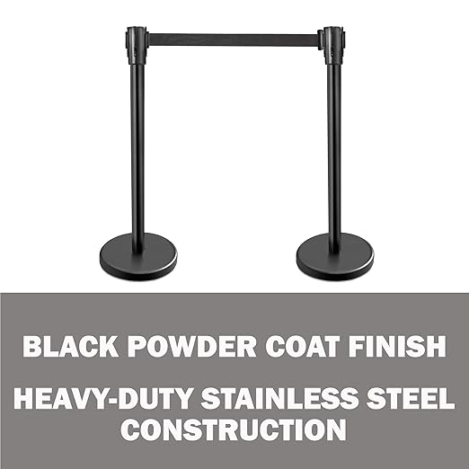 New Star Foodservice 54590 Stanchions, 36-Inch Height, 6.5-Foot Retractable Belt - Image 4
