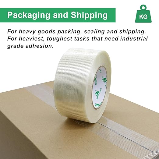 BOMEI PACK Filament Strapping Tape, 5.5 Mil 2 Inch x 60 Yards, Heavy Duty - Image 3
