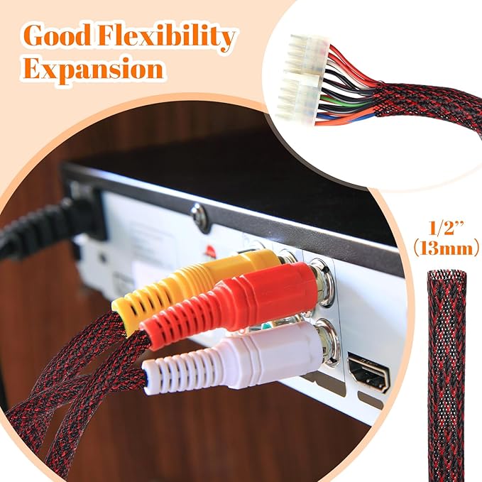 Pangda 300 Feet 1/2 Inch Wire Loom PET Expandable Braided Sleeving Braided - Image 6