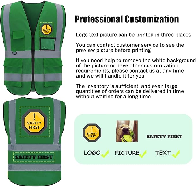 BeautyWill Custom Safety Vest Logo Class 2 High Visibility Reflevtive Vest - Image 2