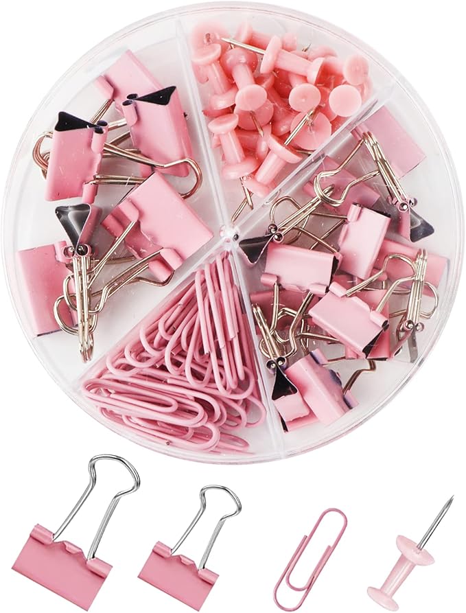 Paper Clips and Binder Clips Set, Metal Assorted Sized Binders by CREECHWA