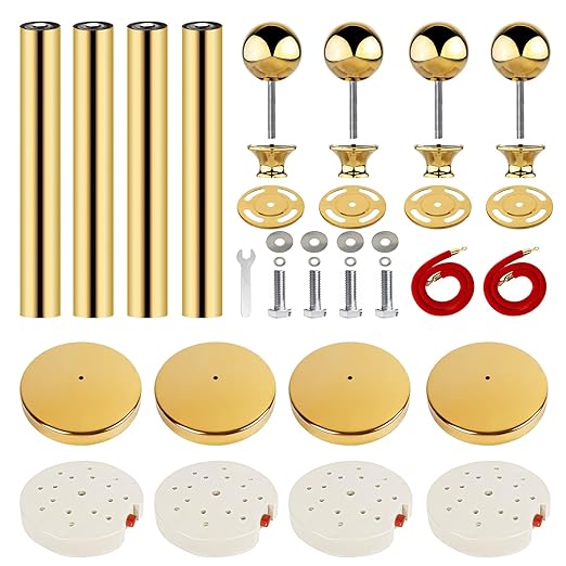 Stainless Steel Stanchion Post Queue 5 ft Red Velvet Rope Red Carpet Ropes and - Image 5