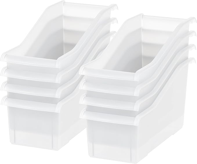 IRIS USA Plastic Book Bin Magazine Holder, Vertical Standing Connecting by IRISUSA