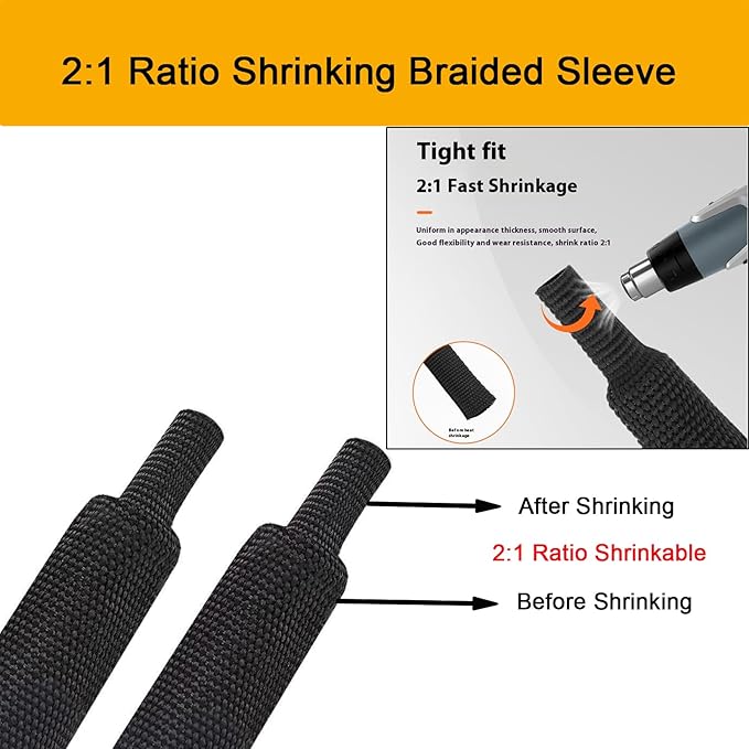 Heat Shrink Braided Sleeving 2:1 Shrinkable Fabric Cable Sheathing Wire Tubing - Image 4