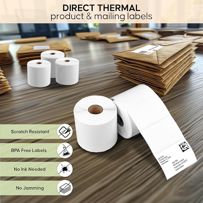 2 Rolls of 3 x 2 Inches Direct Thermal Labels, Compatible - Image 3