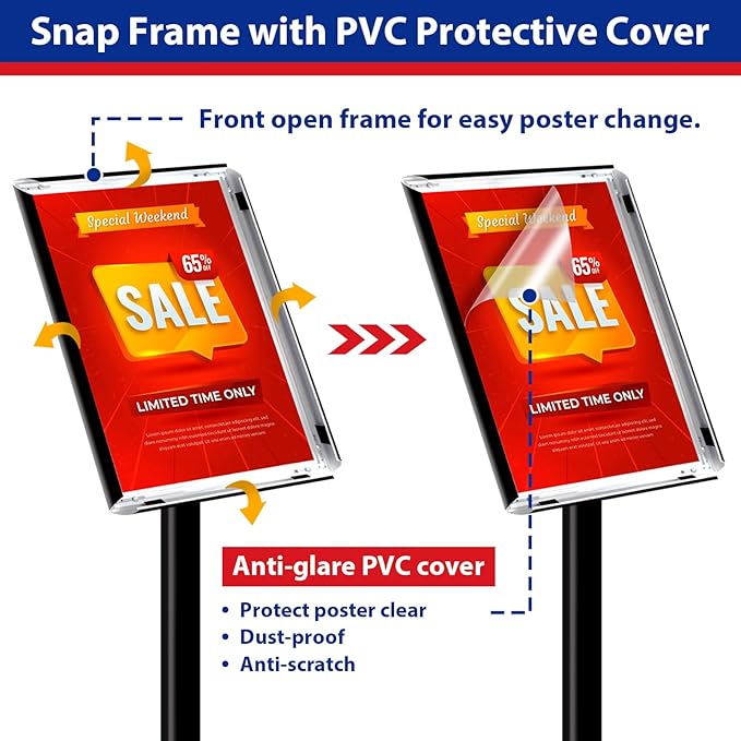 Sign Stand 11x17inch Pedestal Sign Holder Poster Stand 3Packs Adjustable Floor - Image 5