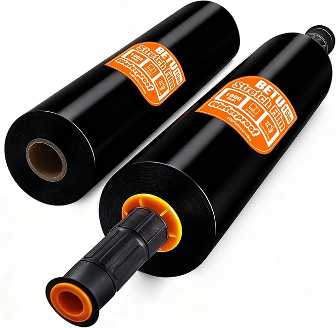 Black Stretch Film Shrink Wrap for Moving Supplies x 1000ft, Industrial by BETU