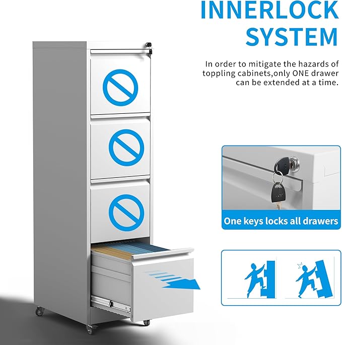 4-Drawer Mobile File Cabinet - Image 4