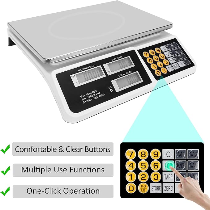Price Computing Scale 88lb/40kg LCD Digital Commercial Price Scale - Image 4