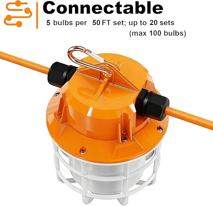 NS 50FT Construction String Lights LED Industrial Grade Super Bright 5000K IP65 - Image 5