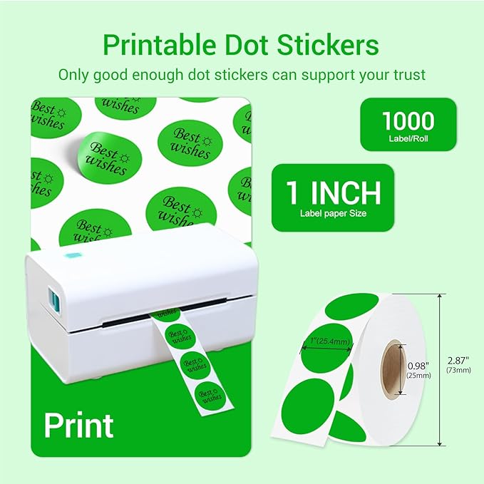 1 Inch Circle Dot Stickers 1000 PCS Color Coding Thermal Labels Dots Writable - Image 2