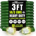 3ft Outdoor/Indoor Extension Cord 14/3 Gauge Heavy Duty 3 Prong SJTW, Waterproof by LifeSupplyUSA