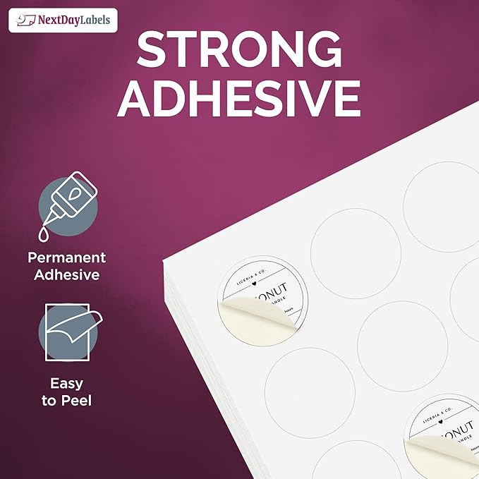 NextDayLabels - 1 Inch Round Circle Stickers - Matte White Blank Laser/Inkjet - Image 8
