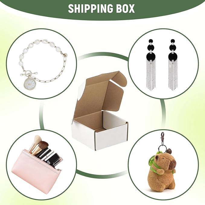 50 Pack 4"x4"x2" inch Small Shipping Boxes White Corrugated Cardboard Box - Image 4