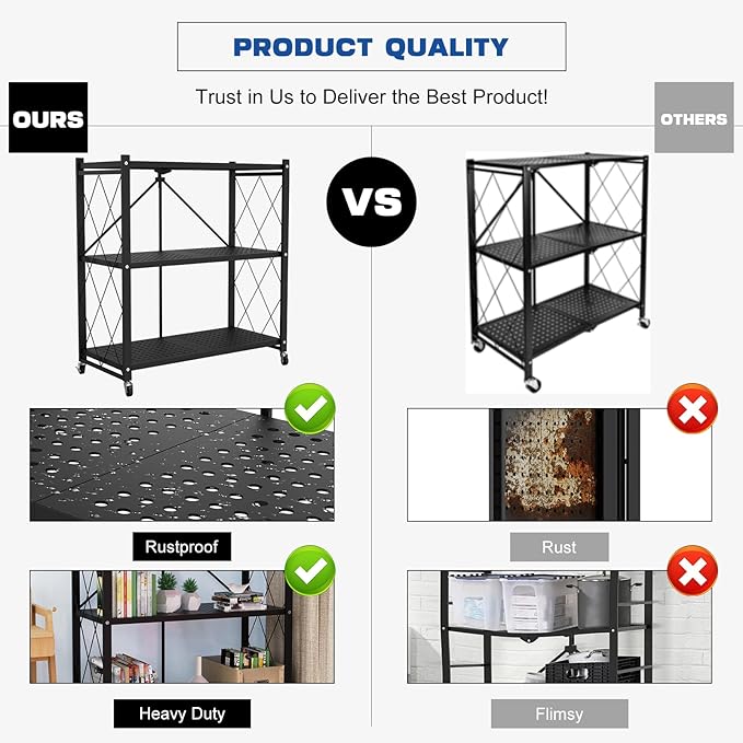 Lifetime Home 3-Tier Foldable Storage Shelf - Image 4