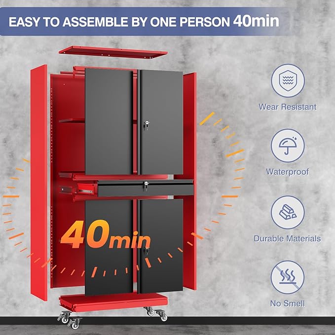 73" Metal Garage Storage Cabinet - Image 7