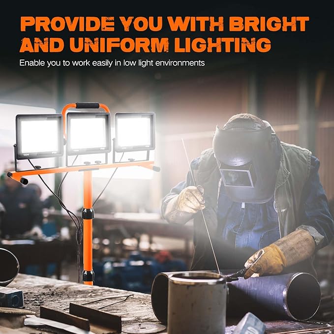 21000 Lumen Work Lights with Stand, 3 Adjustable Head LED Work Light, with - Image 7