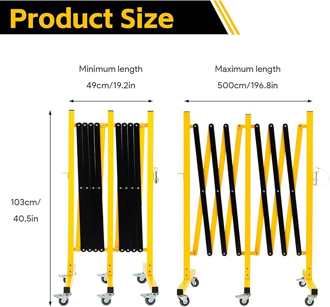 Industrial Expandable Barricade Gate, 16.4 Ft Retractable Traffic Fence - Image 2