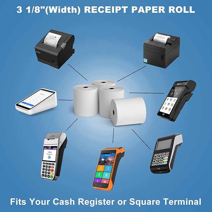 3 1/8 x 230ft Thermal Paper 32 Rolls - 80mm Receipt Cash Register Paper - Image 3