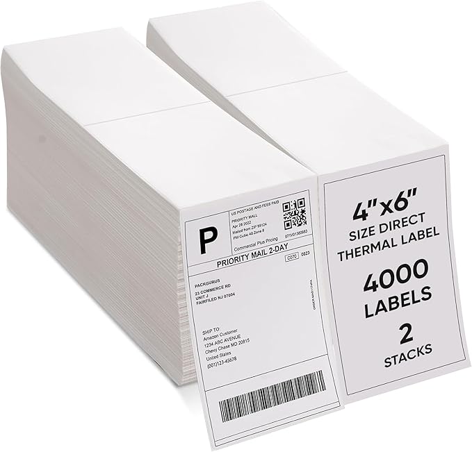 4"x6" Fanfold Direct Thermal Labels Commercial Grade by PackGurus