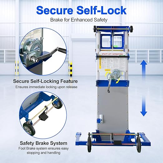122" Material Lift Winch Stacker, 400 lbs Capacity Manual Material Lifts - Image 5