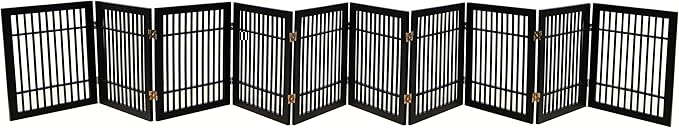 Pet Dog Gate Strong and Durable Freestanding Folding Acacia Hardwood Portable by Urnporium