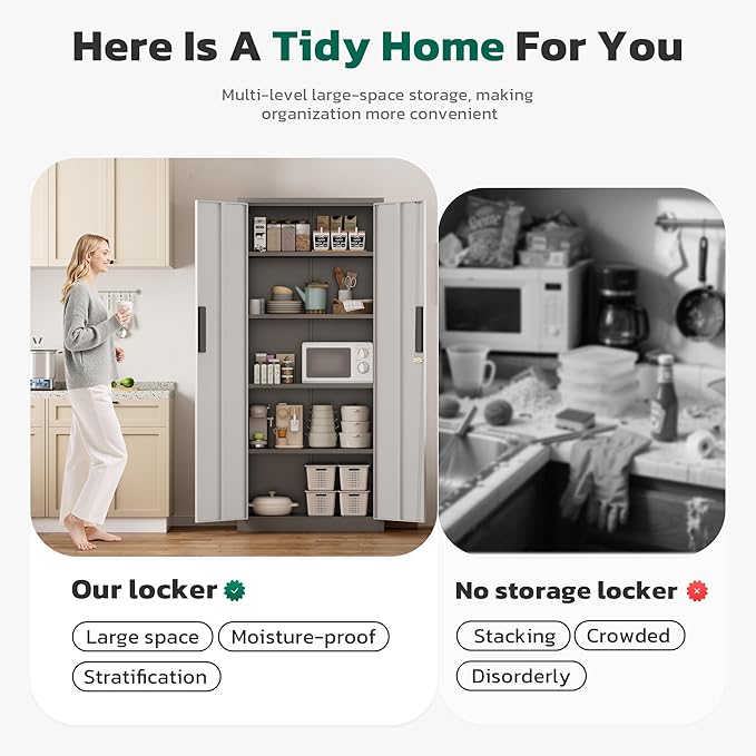 Greenvelly Metal Storage Cabinet, Lockable Steel Cabinets - Image 5