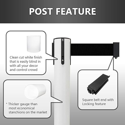 VIP Crowd Control Retractable Belt Stanchion Queue Safety Barrier Set - Image 2
