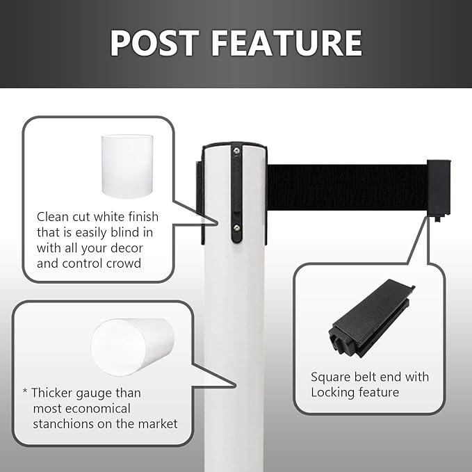 VIP Crowd Control Retractable Belt Stanchion Queue Safety Barrier Set - Image 2