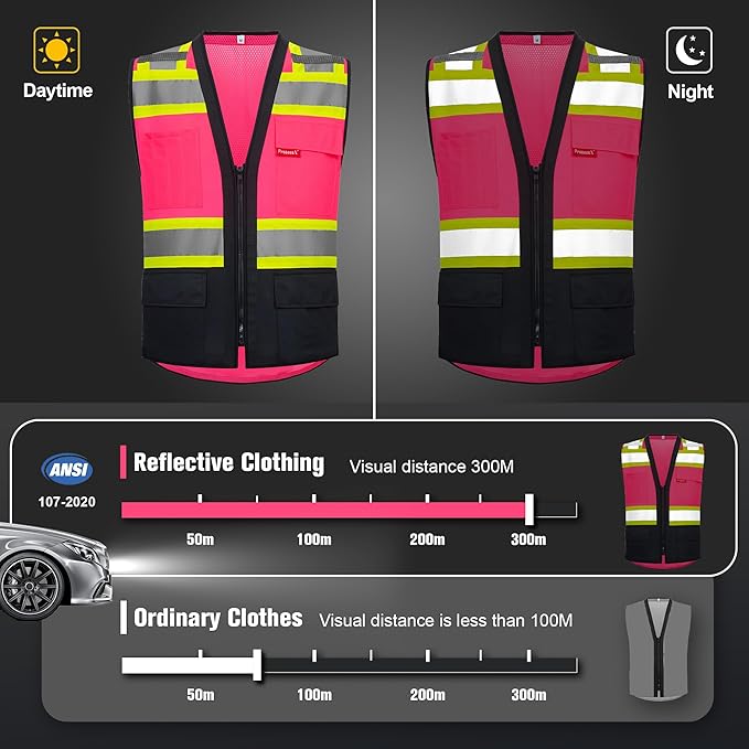 ProtectX 6 Pockets High Visibility Safety Vest - Image 2