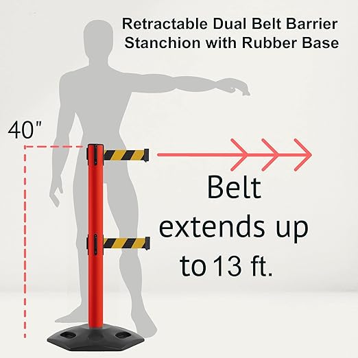 Montour Line MSR630D Set of 2 Retractable Belt Barrier Stanchion, Heavy-Duty - Image 2