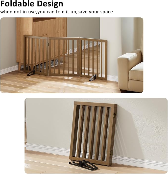 Dog Gate for Stairs, Foldable Dog Gate for Indoor Doorways House, Freestanding - Image 3