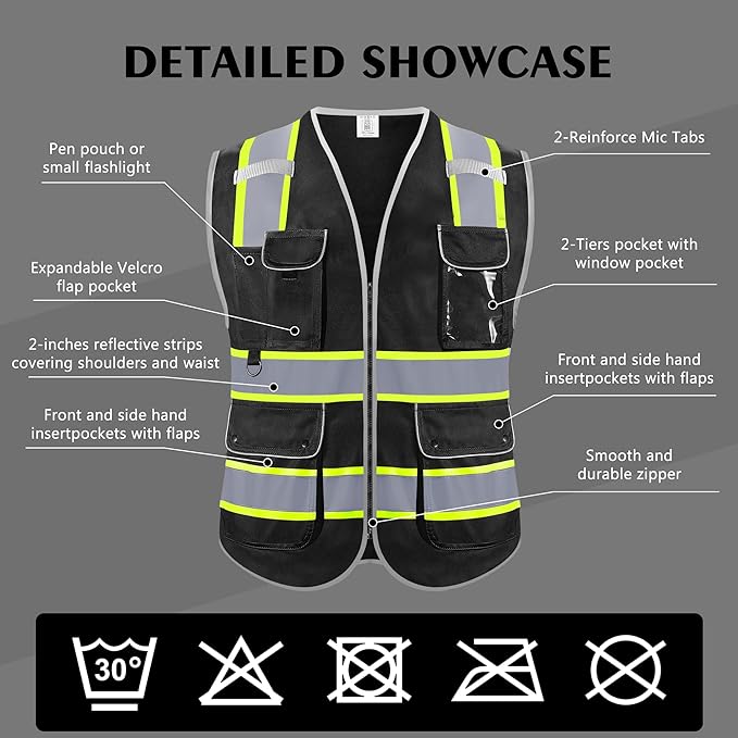 Reflective Safety Vest for Men Women, High Visibility Safety Vest - Image 3