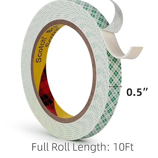 Double Sided Foam Tape 0.5" x 10Ft 2 Pack White Double Coated Urethane Adhesion - Image 3
