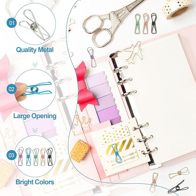 PATIKIL 50Pcs Paper Office Binder Clips, 1.26" Small Metal Wire Hollow Out - Image 3