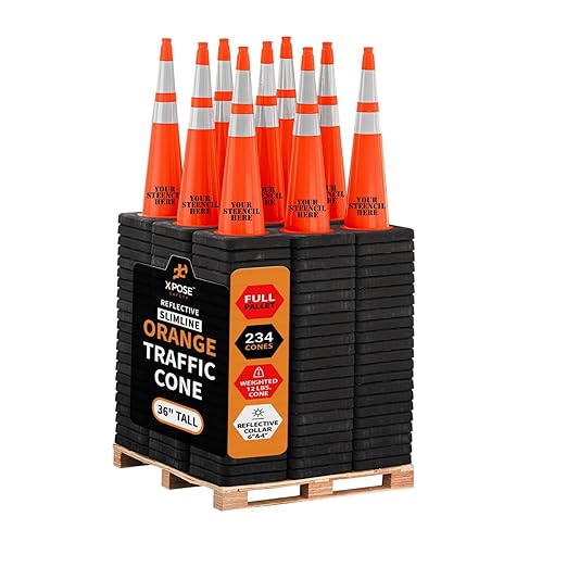Xpose Safety 36 Inch Orange Slim Line Traffic Cones Heavy Duty 12lb 6" & 4" by XposeSafety