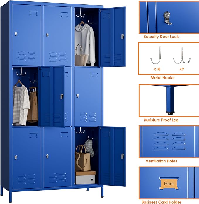 Employee Lockers with 9 Doors, Metal Locker - Image 4