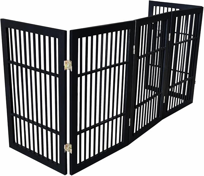 Pet Dog Gate Strong and Durable Freestanding Folding Acacia Hardwood Portable - Image 7