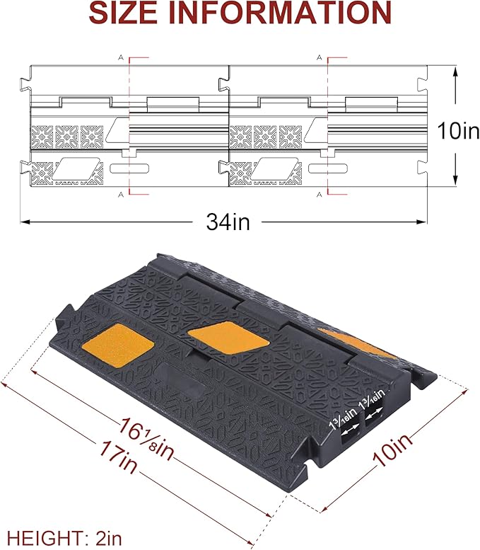 OrangeStar 6 Pack 17" Cable Protector Cover Ramps, 2-Channel Floor Protective - Image 7