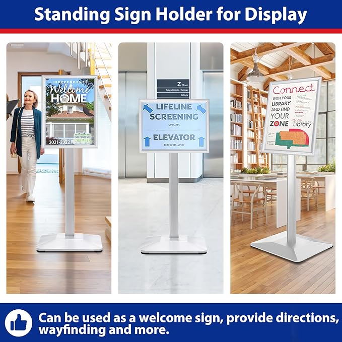 Pedestal Sign Holder 11x17inch Adjustable Floor Stand - Image 8